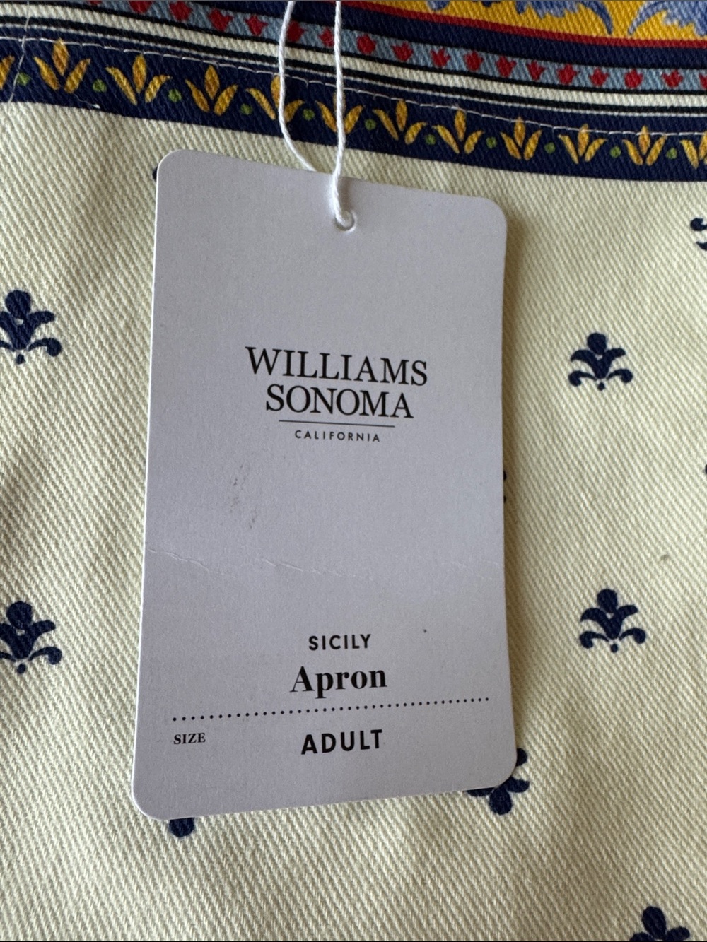 NEW Williams Sonoma Cream and Navy Fleur Kitchen Cotton Set w/Multicolor Border - Picture 9 of 16